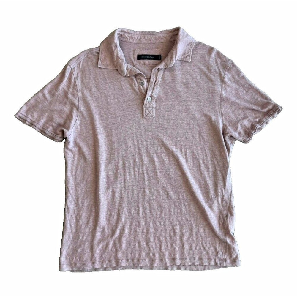 Ermenegildo Zegna Polo Shirt Mens XL Dusty Pink 100% Linen Short Sleeve